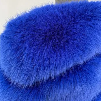 Dámská parka Krátký kožich luxusní se širokým límcem Barva: Modrá, Velikost: 3XL