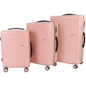 Sada 3 kufrů T-class® 2219 růžová, M, L, XL, TSA zámek, 40 l, 60 l, 95 l, 195 l