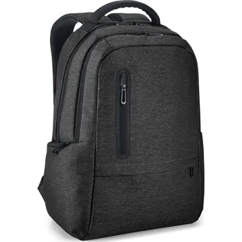 Městský batoh RE-BOSTON. 2tónový recyklovaný nylonový voděodolný batoh na notebook s přihrádkou z recyklovaného polyesteru 210D - Černá