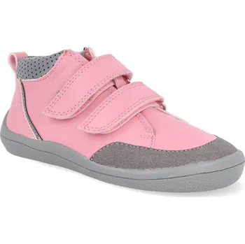 Dívčí obuv Barefoot dětské kotníkové boty Beda - Playful Rose růžové s okopem Velikost: 26