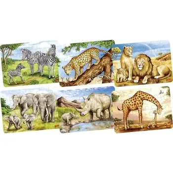 Puzzle Goki Mini dárkové puzzle - dřevěné - safari (24 dílků)