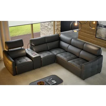 Sedací souprava Kožená rohová sedací souprava s elektrickou funkcí relax a rozkladem pro spaní SOVAL Pravý roh