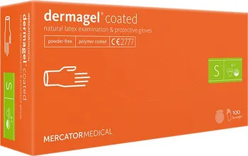 Vyšetřovací rukavice Mercator Medical Dermagel Coated latexové nepudrované bílé