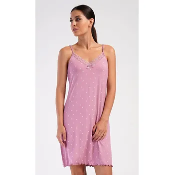 Dámská noční košile Vienetta Dámská noční košile na ramínka Ingrid Barva: Růžová, Velikost: 3XL
