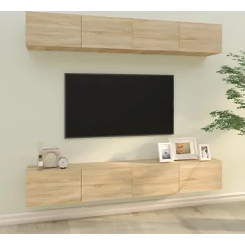 Obývací stěna vidaXL Nástěnné TV skříňky 4 ks 100 x 30 x 30 cm [3114195] Barva: dub sonoma