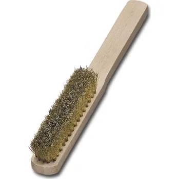 Drátěný kartáč Lessmann 182162 | Jemný kartáč 4-radová, mosazný drát, zvlněný 0,15, umelohmotná rukoväť