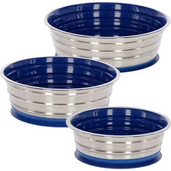 Miska pro psa Miska na krmivo nerezová s přísavkou, modrá - 1900 ml