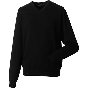 Pánská mikina Russell Pánský Pulovr V-neck černá 4XL