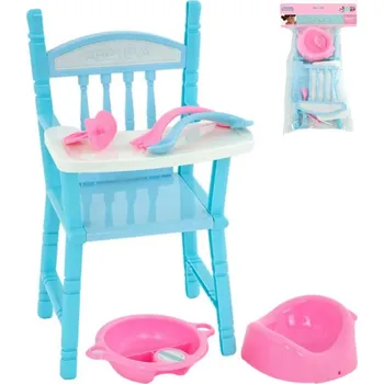 Stolička jídelní židlička na krmení pro panenku miminko set s nočníkem a doplňky