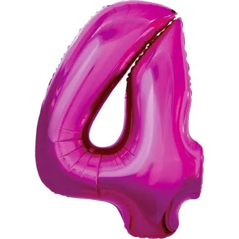 Balónek Fóliový balónek číslice čtyři růžový, 92 cm