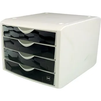 Archivační box HELIT Zásuvkový box Chameleon, 4 zásuvky, černá, plast, HELIT 168316