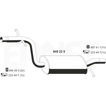 Výfukový systém Stredni tlumic vyfuku ERNST 645225