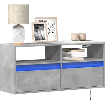 Televizní stolek vidaXL Nástěnná TV skříňka s LED osvětlením 100 x 31 x 45 cm [852338] Barva: Betonová šedá