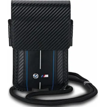 Módní doplněk Taška na peněženku BMW Carbon Blue Stripes – taška na telefon (černá)
