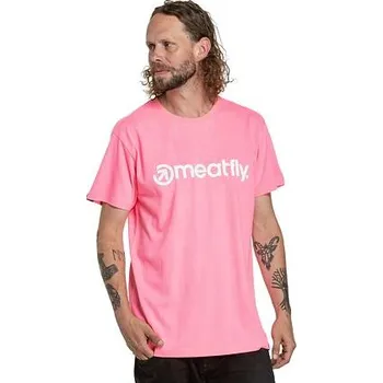 Meatfly pánské tričko Joe Neon Pink/White | Bílá | Velikost XXL | 100% bavlna