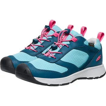 Dětská treková obuv turistické boty dětské KEEN SKUA WP YOUTH reef waters/rouge red - 38