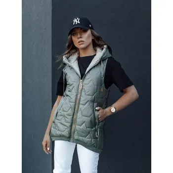 Dámská vesta Dámská prošívaná vesta s kapucí GLITZY zelená