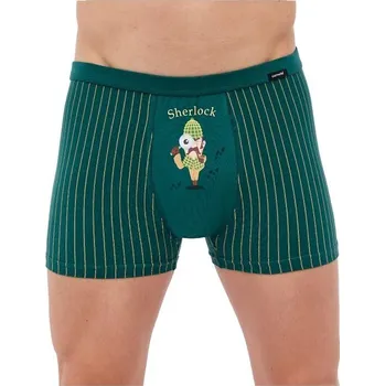 Boxerky Cornette boxerky Tatoo 280/235 Sherlock - zelená, S (Kvalitní pánské veselé boxerky s obrázkem Cornette Tattoo)