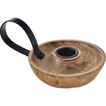 Svícen InDecor Svícen z mangového dřeva, 14 x 10 x 6,5 cm, hnědá