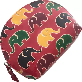 Penál Pouzdro kožený neceser Sloni červený