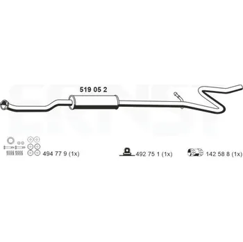 Tlumič výfuku Stredni tlumic vyfuku ERNST 519052