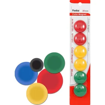 Dekorativní magnet FOSKA Magnetky - barevné, 30 mm / 6 ks 448990
