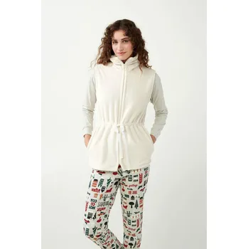 Dámské oblečení Vamp Béžová fleecová vesta 21657