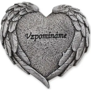 Smuteční dekorace Srdce polyrezin smuteční šedé - vzpomínáme 9 cm