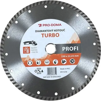 Řezný kotouč Kotouč diamantový řezný PRO-DOMA Turbo Jet – 230×22,23 mm