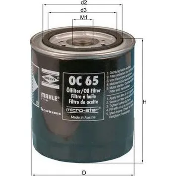 Filtr do auta Olejový filtr MAHLE OC 65