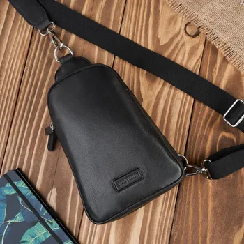 Městský batoh Paolo Peruzzi Pánský crossbody kožený batoh na jedno rameno Paolo Peruzzi; černá