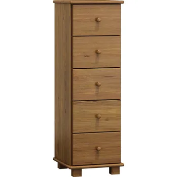 Komoda Slevadoma Komoda masiv borovice se zásuvkami 5 INGRID Barva: Moření dub, Hloubka: 42 cm