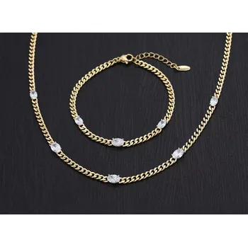 Souprava šperků B-TOP Pozlacená řetízková souprava s krystaly 14SET23