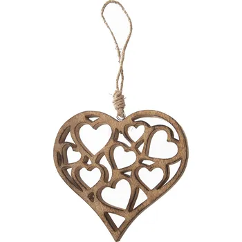 InDecor Závěsné srdce z mangového dřeva, 18 x 1,5 x 18 cm, hnědá