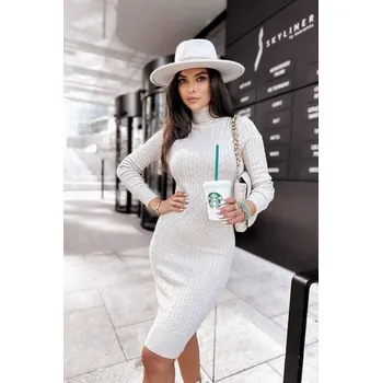 Dámské šaty Dstreet Svetrové elegantní světle béžové šaty Dreamy