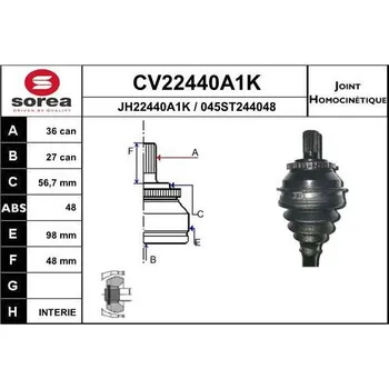 Autodíl Sada kloubů, hnací hřídel EAI CV22440A1K
