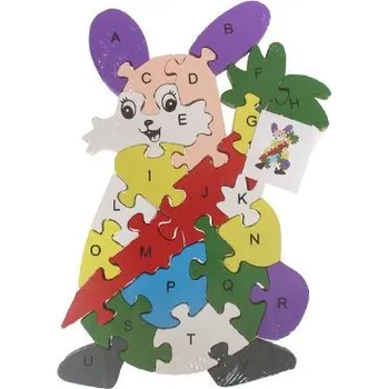 Puzzle Vzdělávací dřevěné puzzle králíček s mrkví