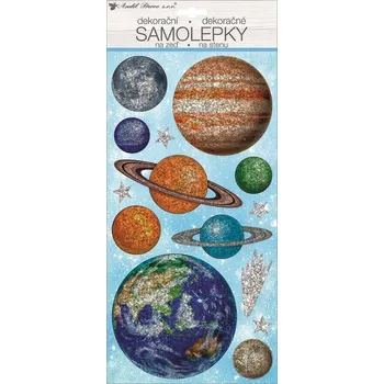 Samolepící dekorace Samolepky na zeď - Hologramové planety - 40 x 18 cm - 15110