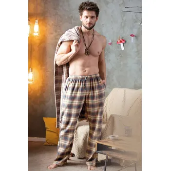 Pánské pyžamo PÁNSKÉ PYŽAMOVÉ KALHOTY MHT 402 B24 Hnědá XXL