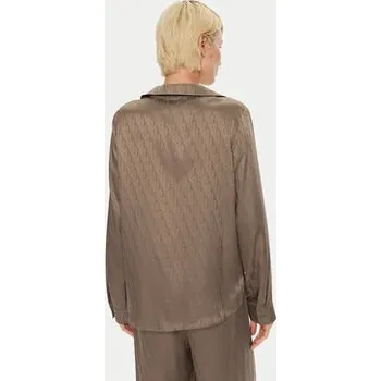 Dámské pyžamo Calvin Klein Pyžamový top Buttondown 000QS7302E Hnědá Regular Fit L