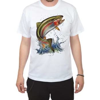 Tričko - Pstruh duhový - bílé - XL