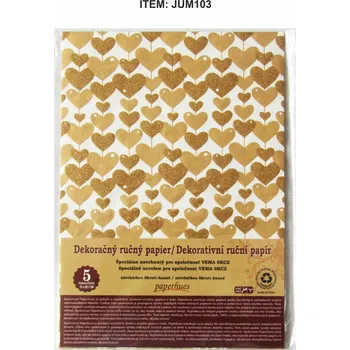 Papír pro tiskárny VEMA Dekorativní ruční papír A4 balení 5ks srdce