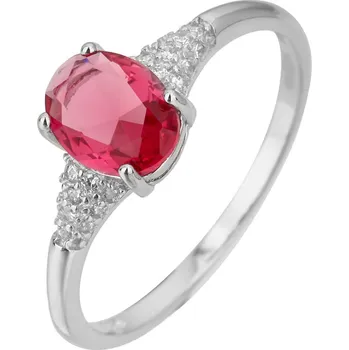 Prsten Bealio Stříbrný prsten OVÁL rubín 03-13233-2692 červená 50 mm