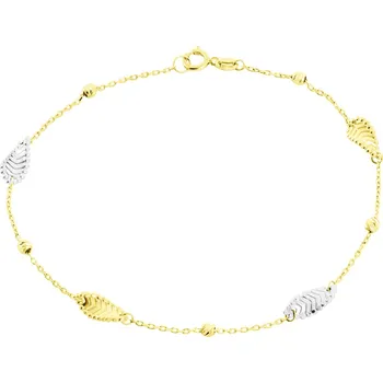 Náramek GEMMAX Náramek Lístečky ze žluto-bílého zlata ve stylu Fancy délka 20 cm – zlatý šperk ryzosti 585/1000 v Dárkovém balení s Certifikátem GLBCN-20-01434