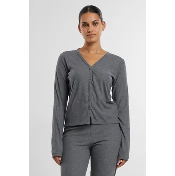 Ladies Rib Cardigan - darkgreymelange XS