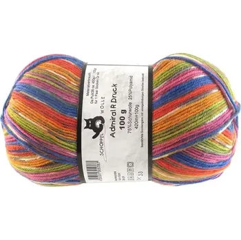 Příze Schoppel Wolle Admiral R Druck 1744 Orange-Rot-Blau (Příze Admiral R Druck 1744 Orange-Rot-Blau)