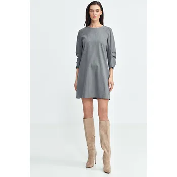 Dámské šaty Šaty se záhyby na rukávech S262 NIFE Barva: Šedá, Velikost: XL