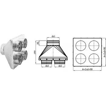 Karl skříňka rozvodu vzduchu, průměr 150 / 4 x 125mm