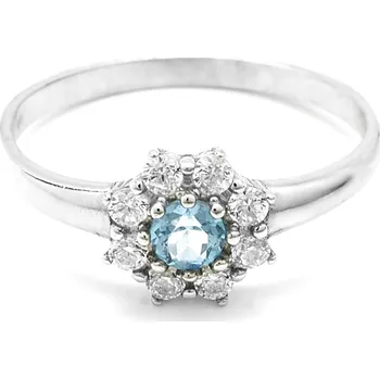 Prsten Stříbrný prsten pravý topaz a zirkon kytička Kora - 49