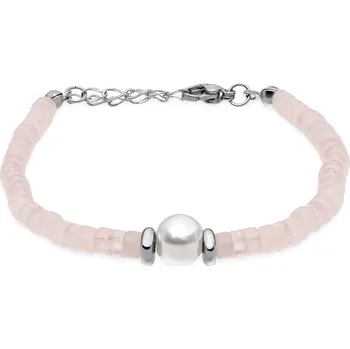 Náramek Troli Něžný růžový korálkový náramek s perličkou VESB0712S-C-PET + 2 měsíce na vrácení zboží